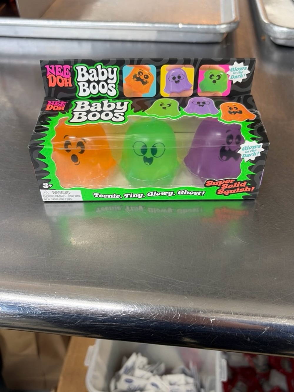 Glow Ghost Squish Toy Trio — Orange, Green & Purple